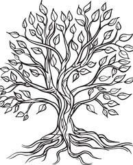 Obraz premium Decorative Oak Tree Coloring Book Pages