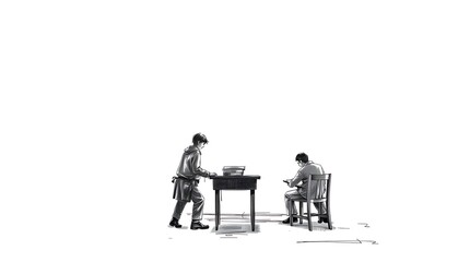 Two people working at desk