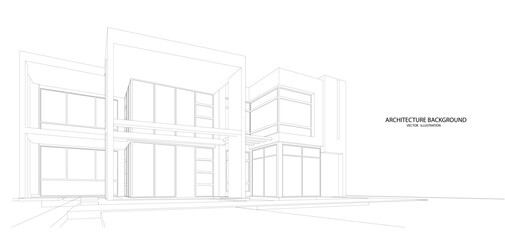 3d wireframe of building. sketch design.Vector
