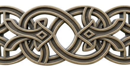 Bronzecolored Celtic knot design repeating pattern detailed texture interlocking shapes intricate ornamental border