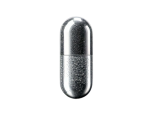 Silver Medical Capsule Isolated on Transparent Surface — Generated with AI