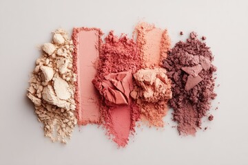 Crushed eyeshadow palettes in varying shades of pink and beige