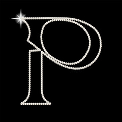Capital Letters P of English alphabet. luxury and elegant font glamour french style