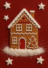 Festive gingerbread house design.