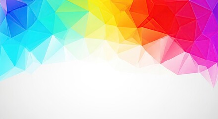 Vibrant geometric rainbow pattern abstract background with white space for text
