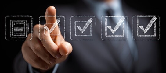Businessperson selecting checklist items