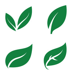 Four Green Leaf Icons With Transparent Background nature plant