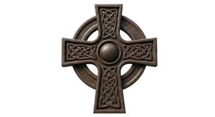 Celtic cross knotwork design stone texture center sphere weathered look symmetrical structure