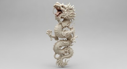 Intricate Ivory Sculpture of a Chinese Dragon Twisting Gracefully