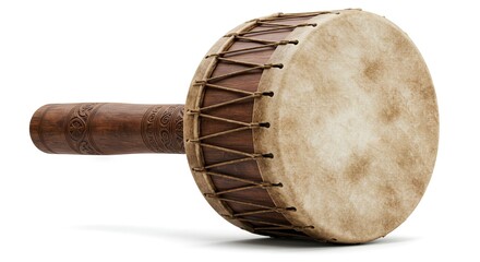 Drum with a handle and laced leather