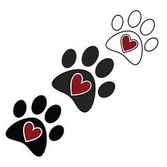 Show your love with these adorable paw prints featuring hearts, perfect for pet lovers and pet-related businesses, conveying affection and care