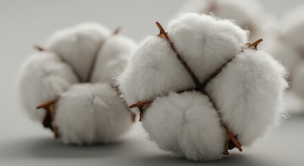 Cotton boll with brown stems