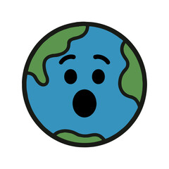 character emotion earth surprise vector on white background
Vector icon character with emotion