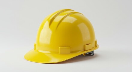 A yellow construction hard hat sits against a plain light background