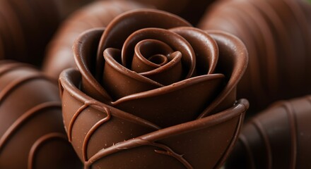 Naklejka premium a close up view of intricate chocolate rose details