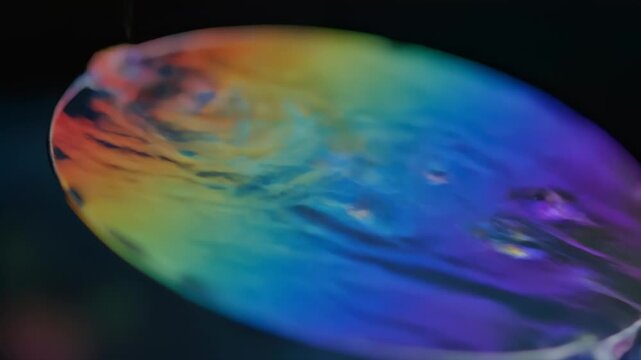 Rainbow Soap Film Ripples with Polarization Glow