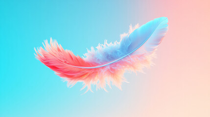 Naklejka premium Brightly colored feathers floating in the air. Abstract art showcasing.