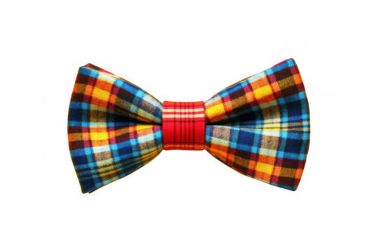 Colorful plaid bow tie for men or women formal wear fashion accessory necktie apparel isolated on transparent background