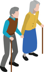 vector illustration of a old couple