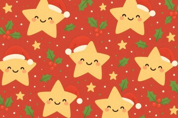 Festive stars with Santa hats