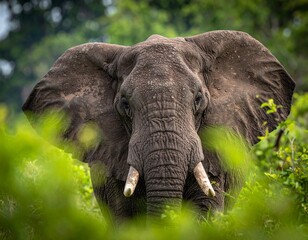 Old African elephant with dramatic wrinkled skin
