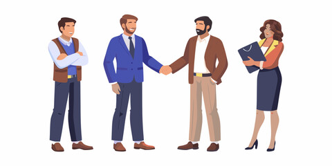 Obraz premium Diverse group of business professionals shaking hands and collaborating on a project