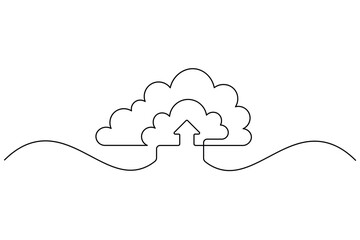 Cloud Storage Upload Icon Continuous Line Drawing Vector Illustration