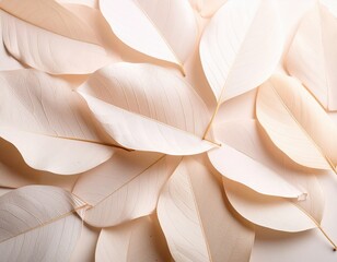 Skeleton leaves creating beige minimalist background texture