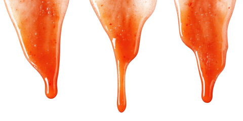 Three Drips of Strawberry Sauce dripping a055579cf34e isolated on a transparent background