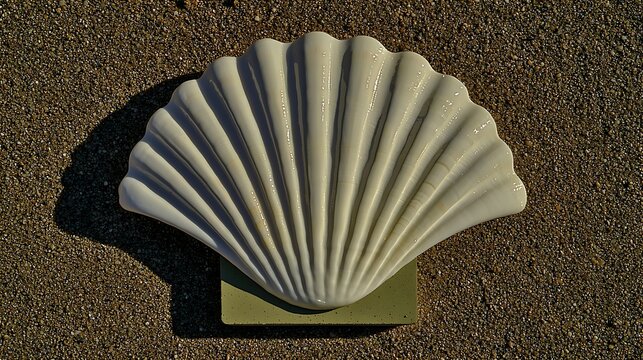 Minimal 4K top-down capture of a white shell, 35mm optics and diffused light highlighting pearlescent texture and clean background