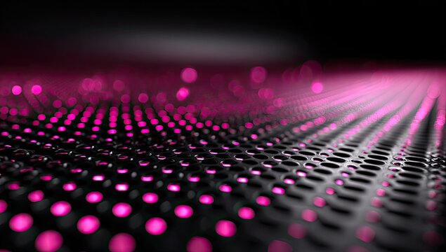 Abstract digital design with pink highlights on a perforated metal surface