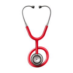 Red Medical Stethoscope on White Background for Healthcare and Medical Use