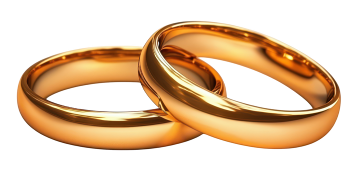 Two Interlocking Gold Wedding Rings 4db089431b1e 7721 isolated on a transparent background