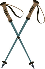 Trekking poles crossed outdoor gear for hiking and nordic walking alpine ascent adventure vector