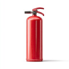 Red fire extinguisher against a white background