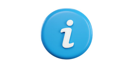 Blue 3D Information Circle Icon on Transparent Background