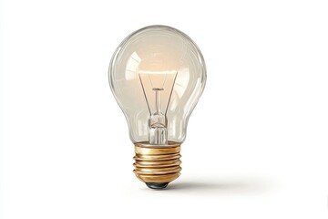 A classic incandescent light bulb, illuminated
