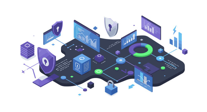 Isometric cybersecurity network with data protection and digital shields