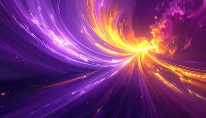 Fototapeta premium A vibrant, swirling vortex of violet and gold hues displays an abstract, dynamic composition.