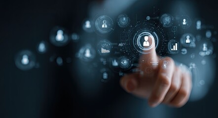 Hand interacting with digital user interface