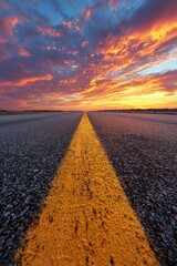 Fototapeta premium Asphalt road at sunset (2)
