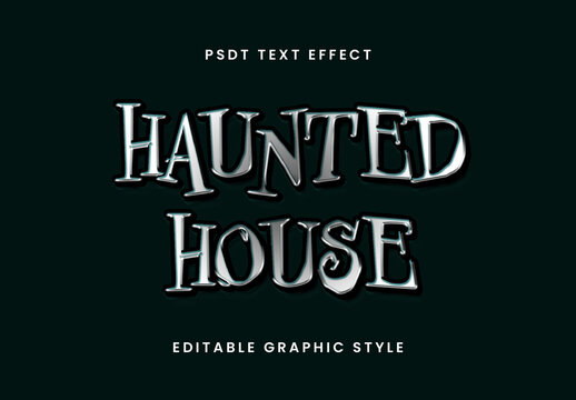 Gray Haunted House Shadow Halloween Text Effect Spooky Irregular Font