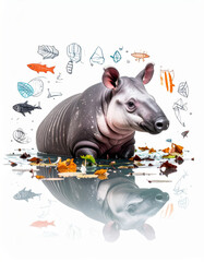 Serene Encounter Malayan Tapir Aquatic