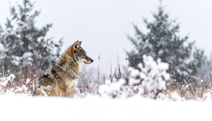 Obraz premium Coyotes in a snowy landscape