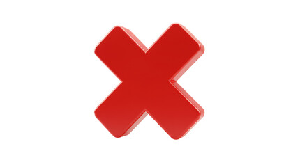 Obraz premium Red 3D Cross Symbol on Transparent Background