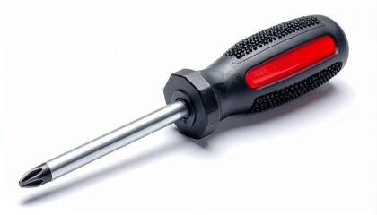 Strong steel screwdriver with durable handle essential construction repair hand tool isolated on white background
