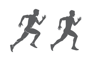 Dynamic silhouettes of two athletes in mid stride