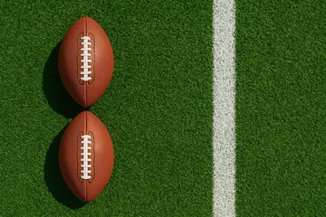 Exciting football setup on a vibrant green field showcasing the anticipation and energy of the Super Bowl celebration