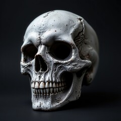 Fototapeta premium Realistic human skull on dark background for educational use