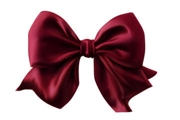  Elegant Satin Gift Bow with Soft Shadows Front View Isolated on Transparent Background PNG